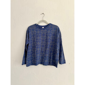 Girls Tea Blue Gray Geometric Long Sleeve Boxy Tee Size 16
